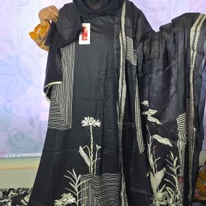 Ganga Boutique Collection - Midnight Black Artistic Floral 3-Piece Suit