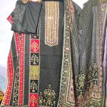 Midnight Black Lahoree 3-Piece – পোকা ডট ও ফ্লোরাল প্যাটার্ন