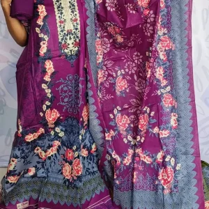 ZamZam Swiss Cotton Premium Digital Printed Unstitched Three-Piece Collection Purple