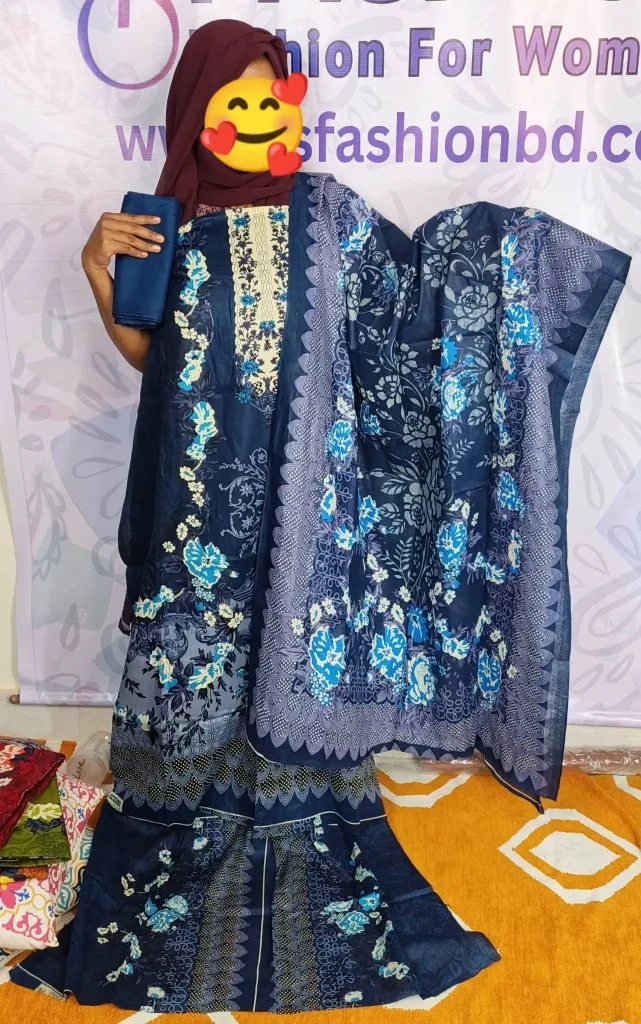 ZamZam Swiss Cotton Premium Digital Printed Unstitched Three-Piece Collection Blue