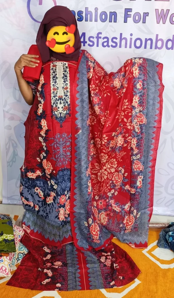 ZamZam Swiss Cotton Premium Digital Printed Unstitched Three-Piece Collection Red