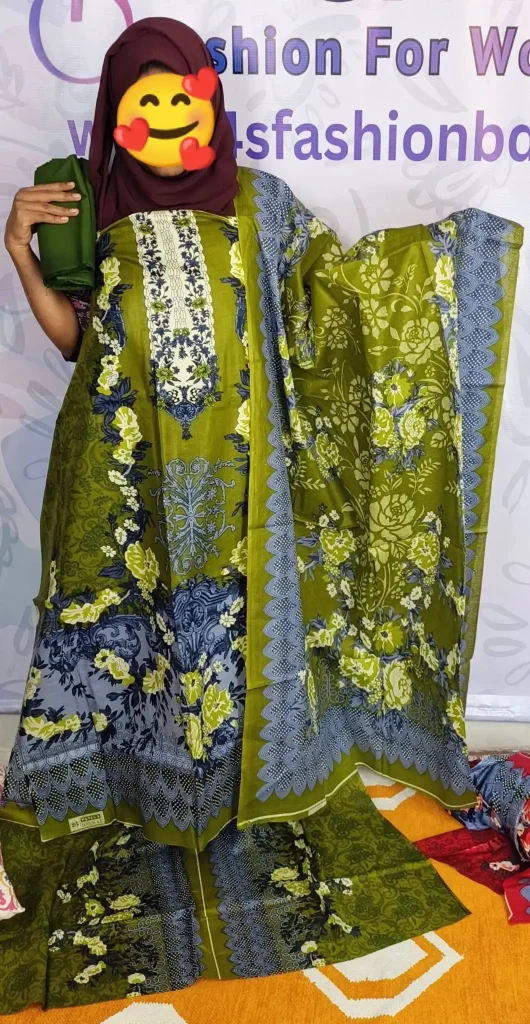 ZamZam Swiss Cotton Premium Digital Printed Unstitched Three-Piece Collection Olive